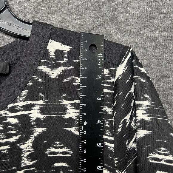 J.Crew Tunic Long Sleeve Black/White Curved‎ Hem Round Neck/Back Zip Size 10 - Picture 4 of 10